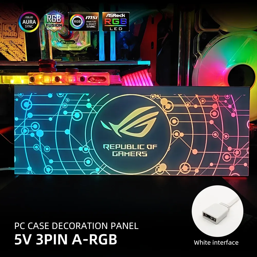 Torri Pannello di illuminazione della custodia PC bianca Pannello GPU RGB Pannello laterale fai -da -te Modding personalizzabile colorato RGB Aura Sincronizzazione del raffreddamento dell'acqua personalizzata