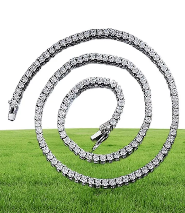 Naszyjnik tenisowy Hip Hop 4 mm Stworzony MOSSANITE SPITEM UNISEX Podstawowy łańcuch tenisowy Naszyjnik Fine Jewelry 2850743