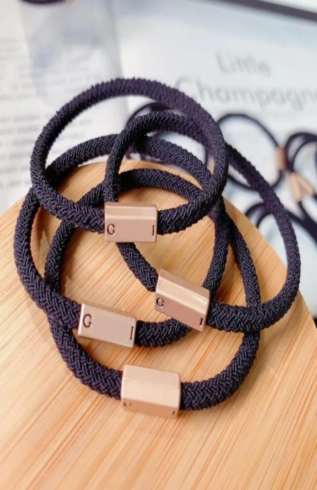 Whole Designer Fashion Luxury elastic hair ties band hair rope bracelets headband Ornament with metal Buckle accessories6023243