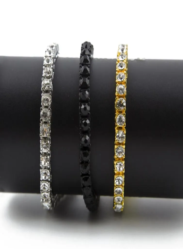 Hip Hop Bracelet Gold Plate Bling Bling 1 row Iced Out Cz Bracelet Top Fashion Mens Jewelry Y1018905575