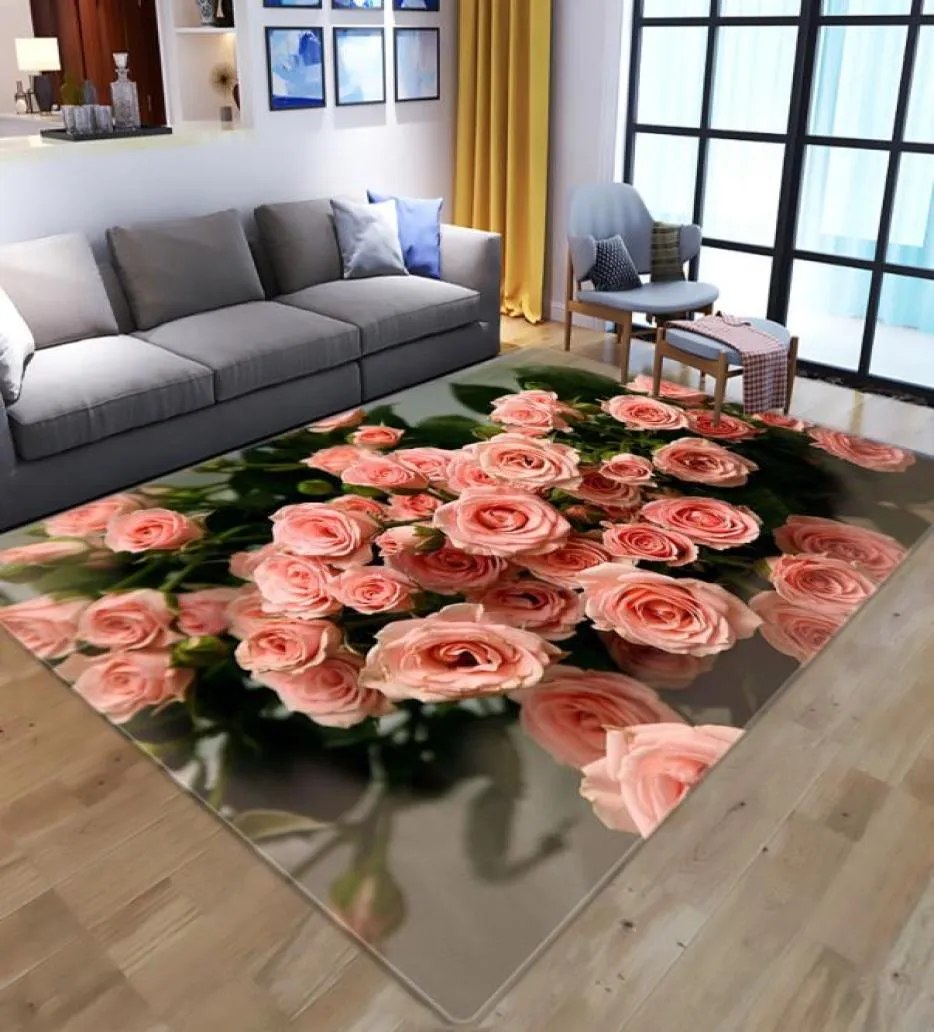 2021 3D Flowers Printing Carpet Child Rug Kids Room Play Area Rugs Hallway Floor Mat Home Decor Stora mattor för vardagsrum9070777