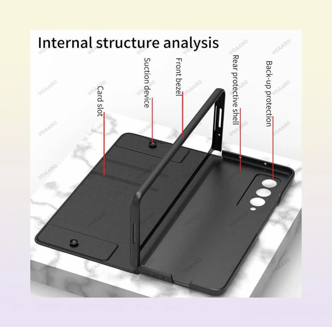 Połączenia telefonów komórkowych gniazdo Portfel Flip skóra dla Samsung Galaxy Z Fold 4 5G z wyjmowaną osłoną uchwytu na długopis Fold4 W2210146712596