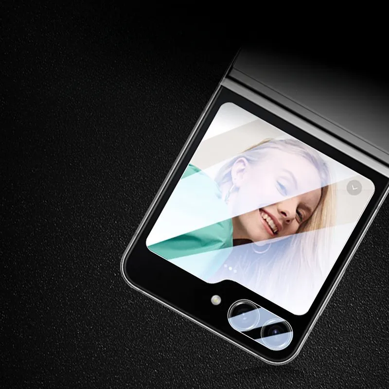 Pour Samsung Galaxy Z Flip 5 5G Protecteur d'écran de dos en verre trempé pour Galaxy Z Flip5 3D Camerie de caméra Couverture en verre