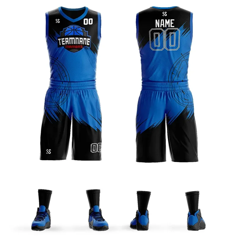 Shorts Custom Basketball Jersey Set SubliMation Printing Team Name Number Baskirball Shirt College League Vest Shorts Passar Män/ungdom