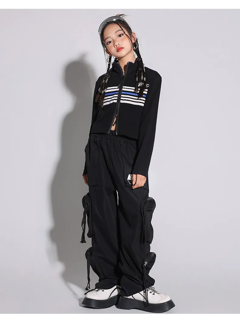 Boys Hip Hop Crop Tank Top and Cargo Pants Street Dance Clothing