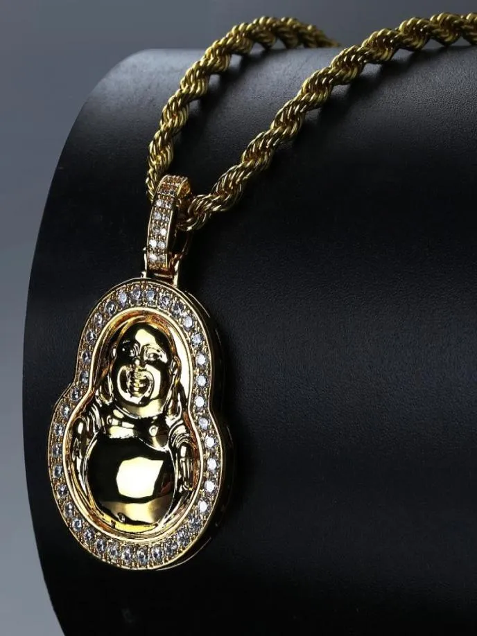 Collier pour hommes de créateur de luxe CZ MAITREYA BUDDHA PENDANT Collier glacé Put Lab Diamond Mens Gold Chain pour hommes bijoux GI7944252