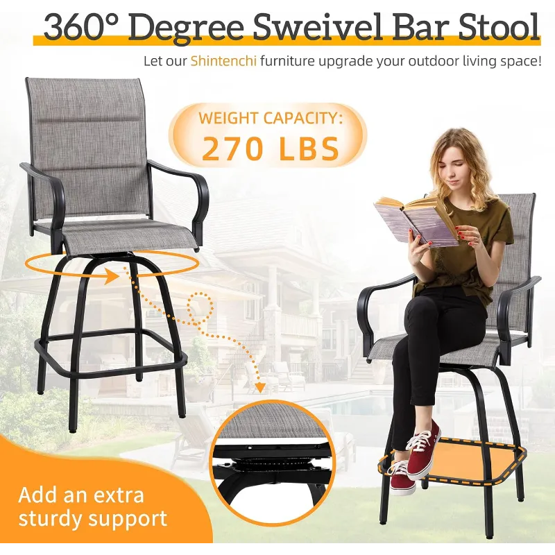 Pool Chair Best Choice Products Set Of Outdoor Swivel Bar Stools