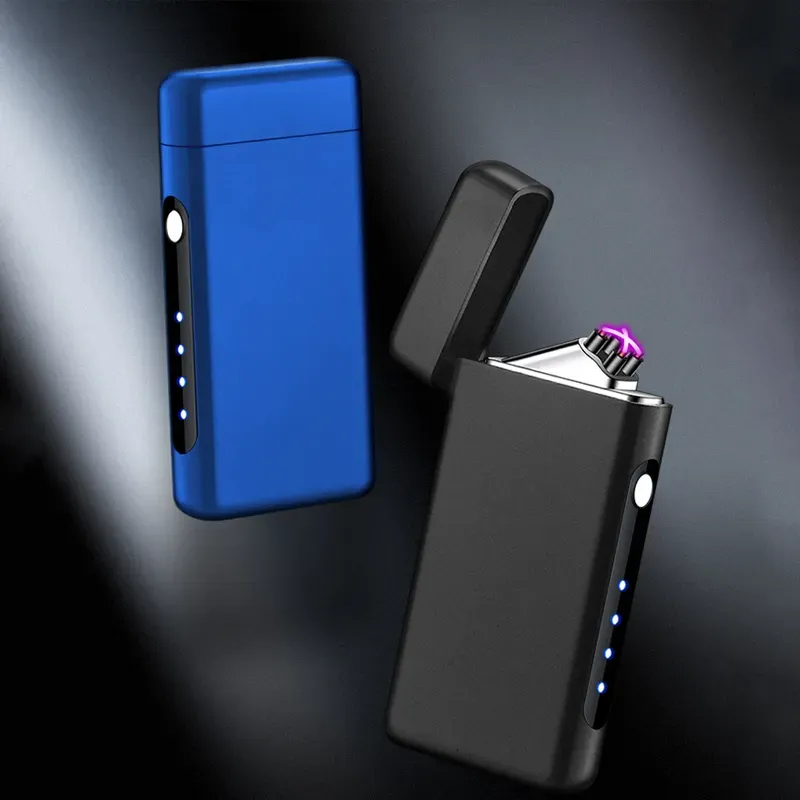 Double Arc Electric Lighter Rechargeable Flameless Windproof Outdoor Lighters New USB Type-C Charging Plasma Cigarette Lighter