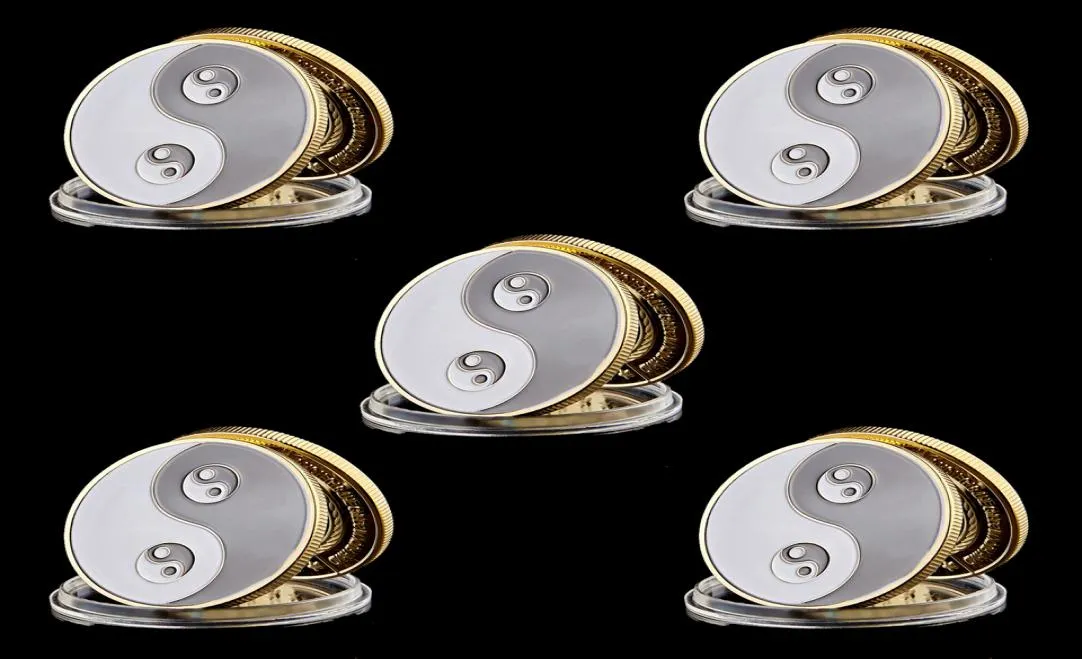 5pcs Coins commémoratifs Metal Craft Tai Chi Gossip Carte Guard Protector Poker Chipsr Game Accessories9758574