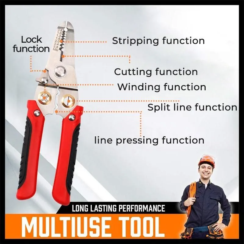 Multifunktionell tråddelande tång högkvalitativ legeringsstål stripper crimper cutter tunga trådtång Handverktygstång