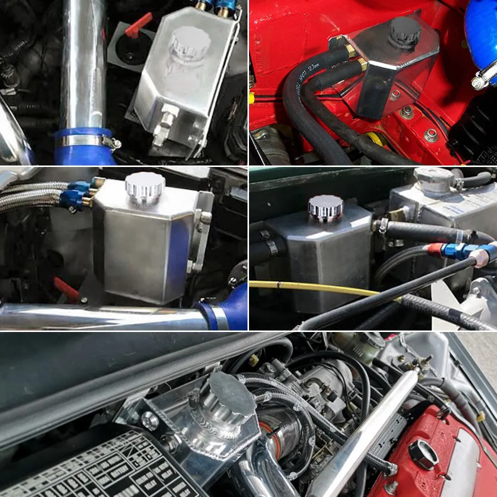 UNIVERSAL 1L ALUMINUM Racing Car Oil Catch Can Reservoir Coolant Fuel
