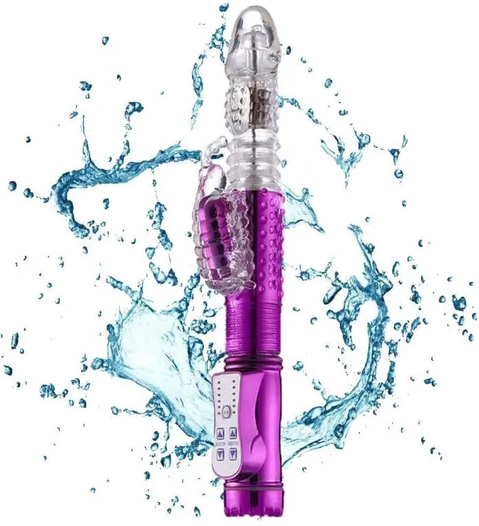 Dubbelmotorsträngande roterande roterande kanin vibrator vattentät anal dildo g spot clitoris stimulator sex leksaker för kvinna7920115