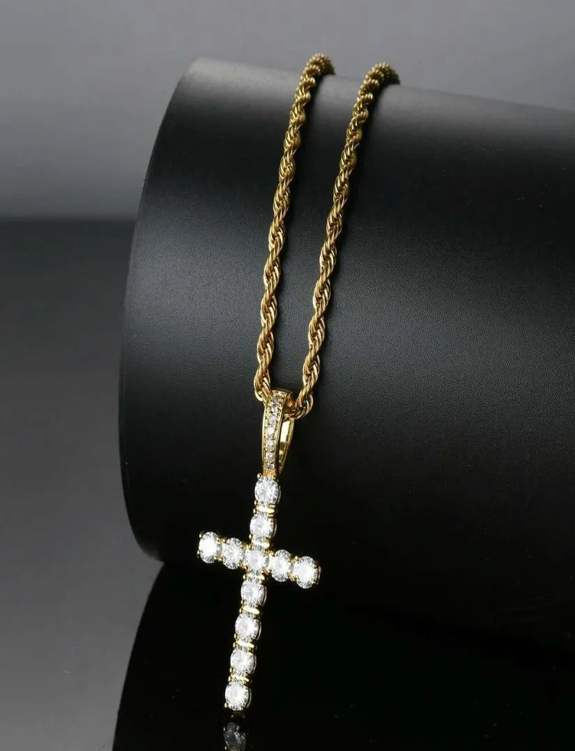 Iced Out Cross Pendant Collectes для мужчин Женщины роскошные дизайнерские подвески 18K золотые цирконы Gold Chain Direwrace Gired8905947