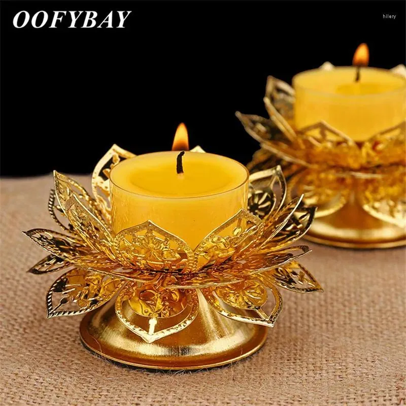 Titulares de velas nórdico metal rosa lotus flores dia dos namorados castiçal de castiçal de casamentos românticos casamentos de decoração de decoração artesanato