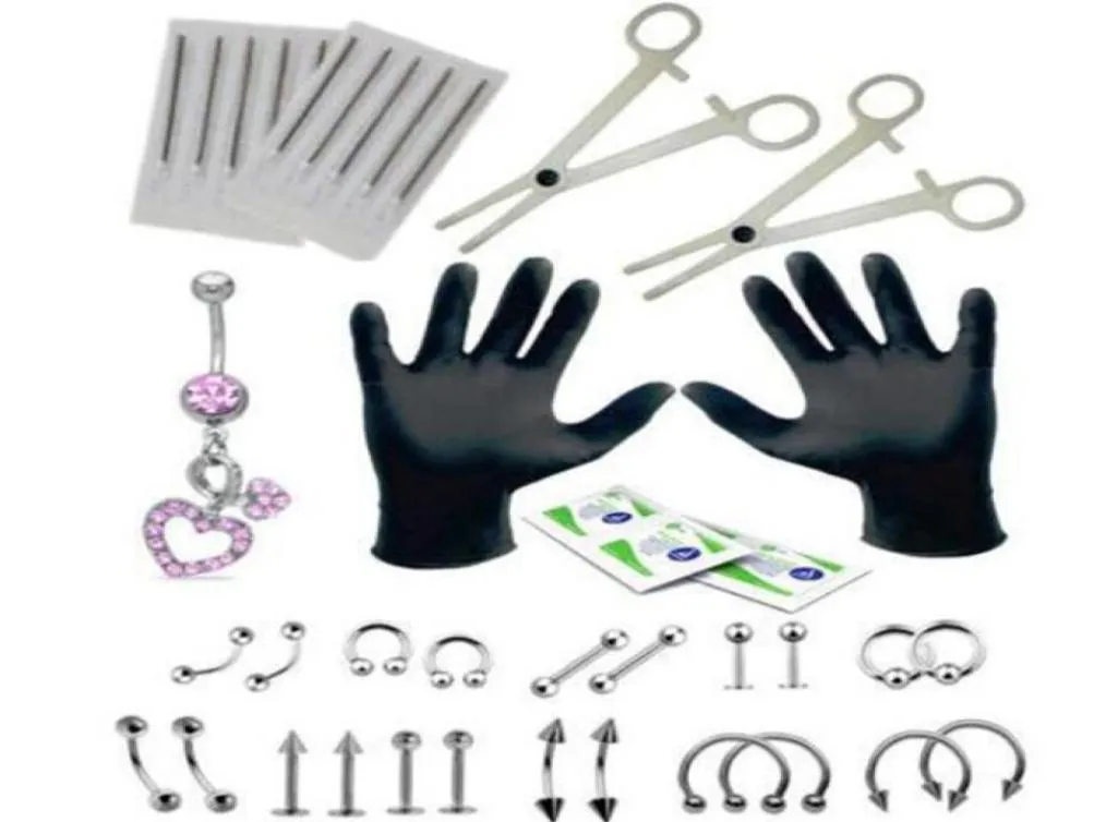 41st Piercing Kit Medical Stainless Steel Material Stud för ögonbryn näsa mage läppar Tonguer som piercerar olika utrustning för specifikationer3186985