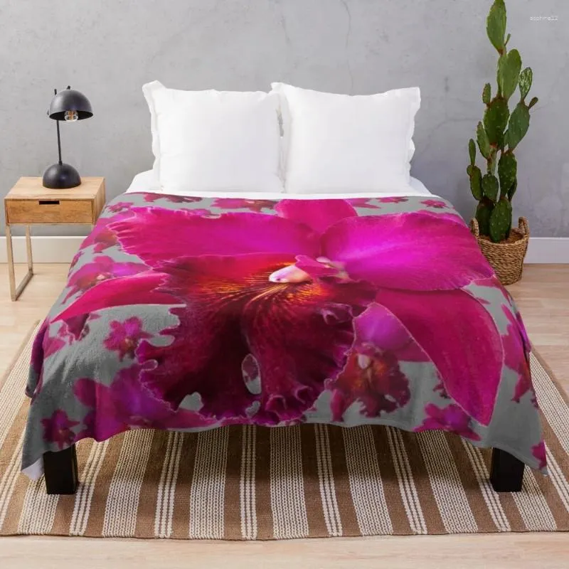 Dekens fuchsia tropical orchidsabstattractpatronen grijs kunst woningdecorre reizen luipaard print gooi deken