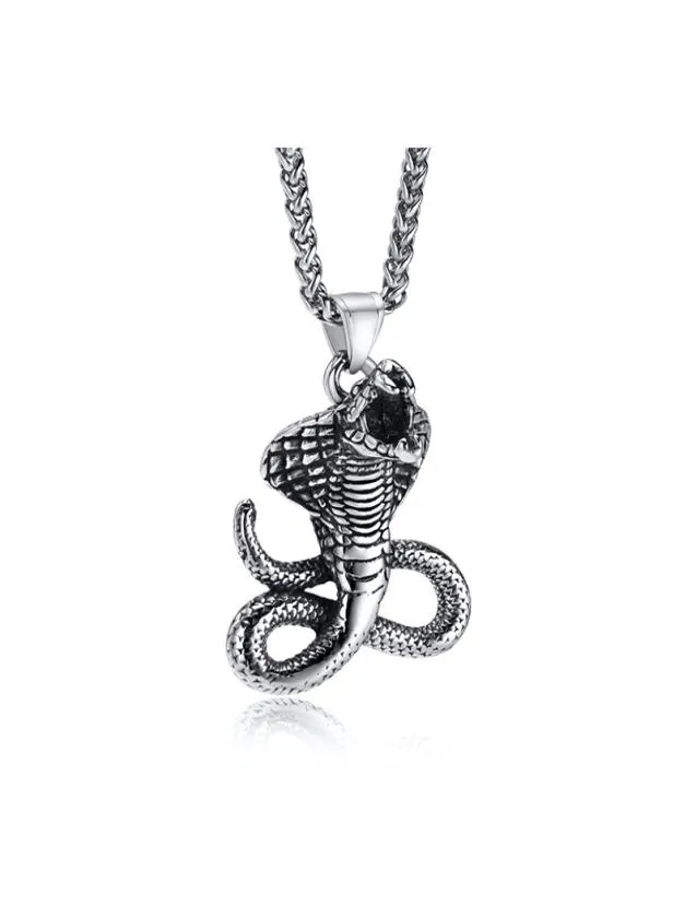 Collana a sospensione cobra in acciaio inossidabile gotico Ancient Egitto Protezione Evil Evil Simbolo 3mm 24 pollici Silver1896239