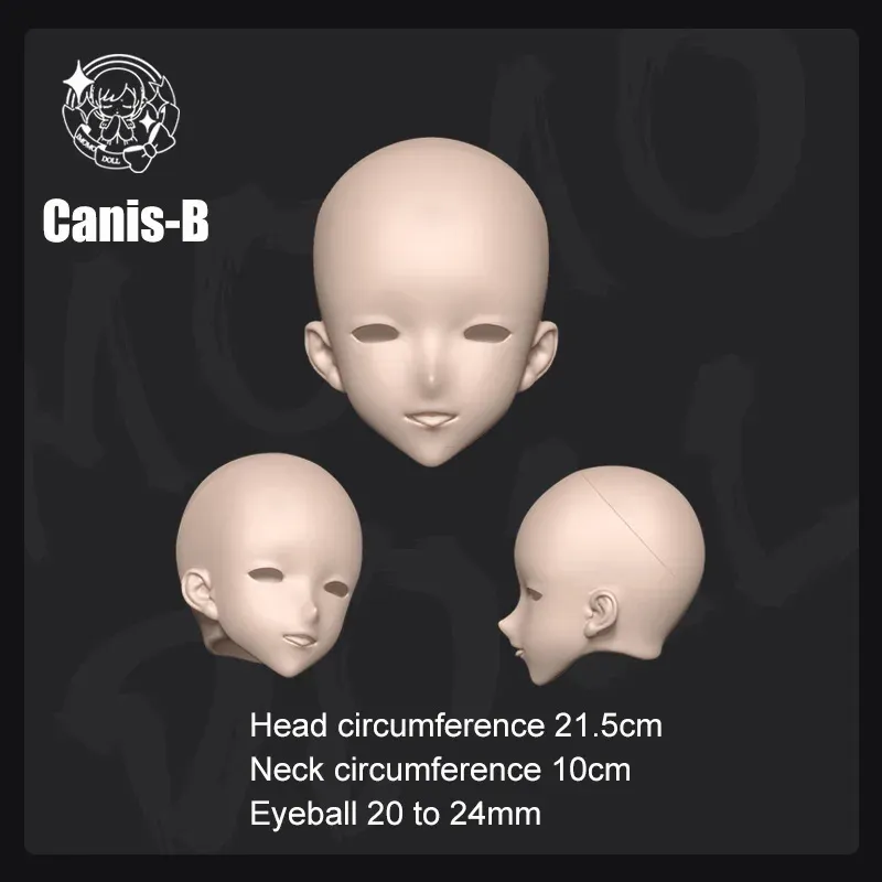 1/3 Imomodoll Doll's Head Canis No Makeup Fit To 65-68cm Male Bjd Mjd Doll White/Tan Skin Rubber Practice Makeup Accessories Toy