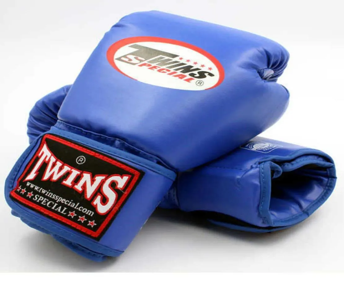 8 10 12 14 Oz Twins Gloves Kick Boxing Gloves Leather Pu Sanda Sandbag Training Black Men Women Guantes Muay Thai8851679