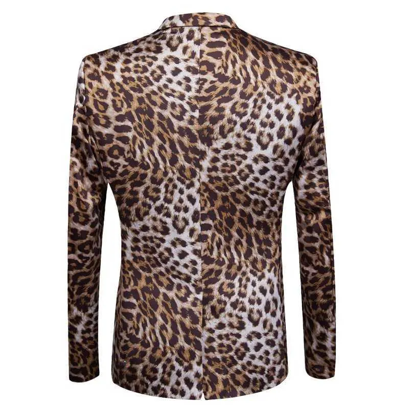 Blazer da uomo Blazer 2023 Fashion Mens Boutique Casual Boutique Leopard Stampa Nightclub Giacca in stile pantaloni / maschio Due pezzi Blazer Coat Crouser Set