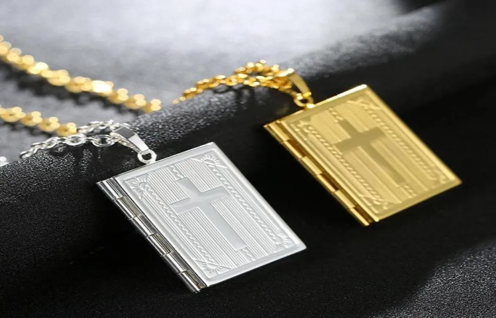 Pendant Necklaces Religion Bible Book Necklace Choker Gift Women Po Frame Link Chain Jewelry Unisex1961937