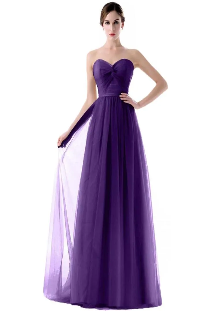 Custom Made 2021 Formal Bridesmaid Venos Sweetheartless sem costas sem costas Tulle Lavander Longa comprimento júnior dama de honra2714884