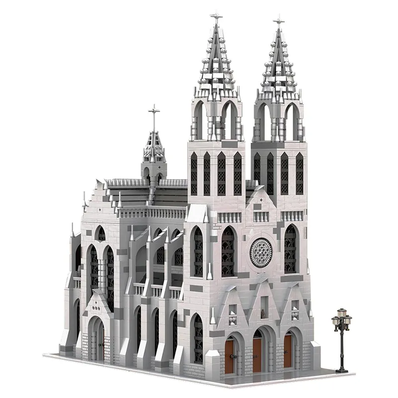 MOC-148170 Modular Gótico Catedral Blocos Definir Modelo Catedral Medieval Com detalhes típicos para coleção