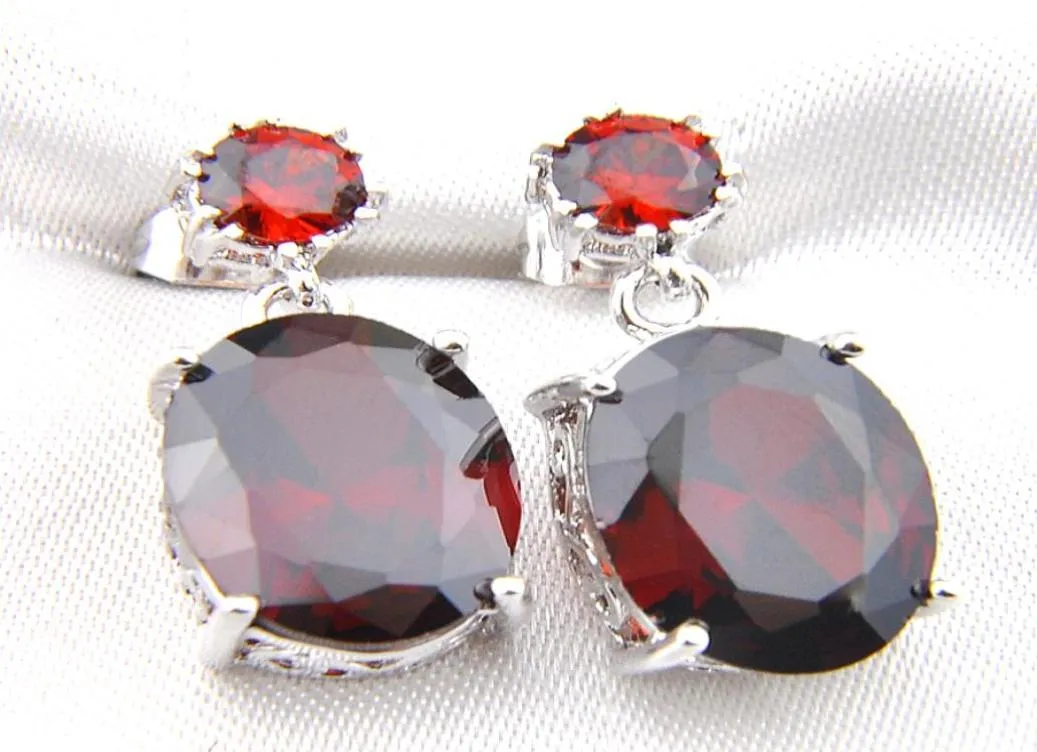 5 PCSLot sell and New Style 925 sterling Silver plated Red Garnet Gems Earring For Lady E01645438463