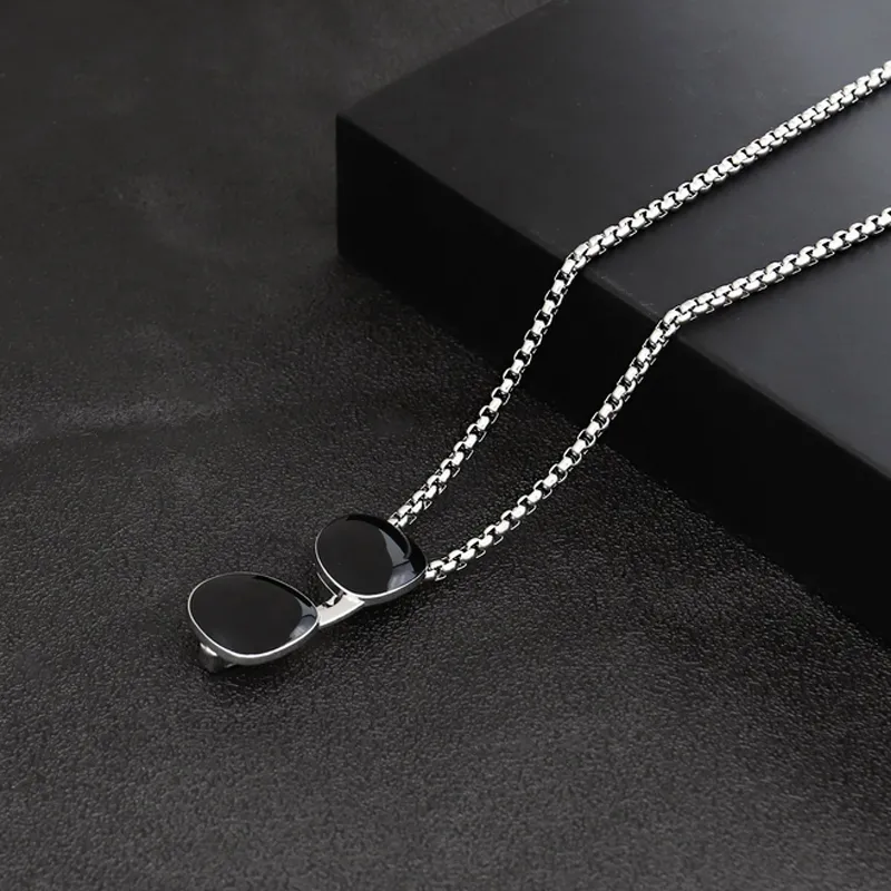 Cute Sunglass Shape Pendant Necklace Women Men Hip Hop Chain Necklaces for Gift Party Travel