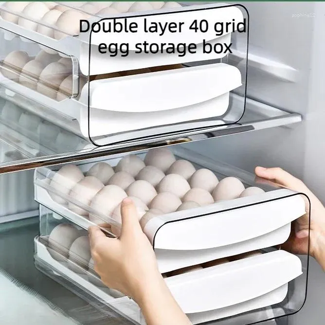 Lagerflaschen Kühlschrankbox Schublade Typ transparent Lebensmittelqualität Haushalt Doppelschicht Eierschale Küchenkonservierung