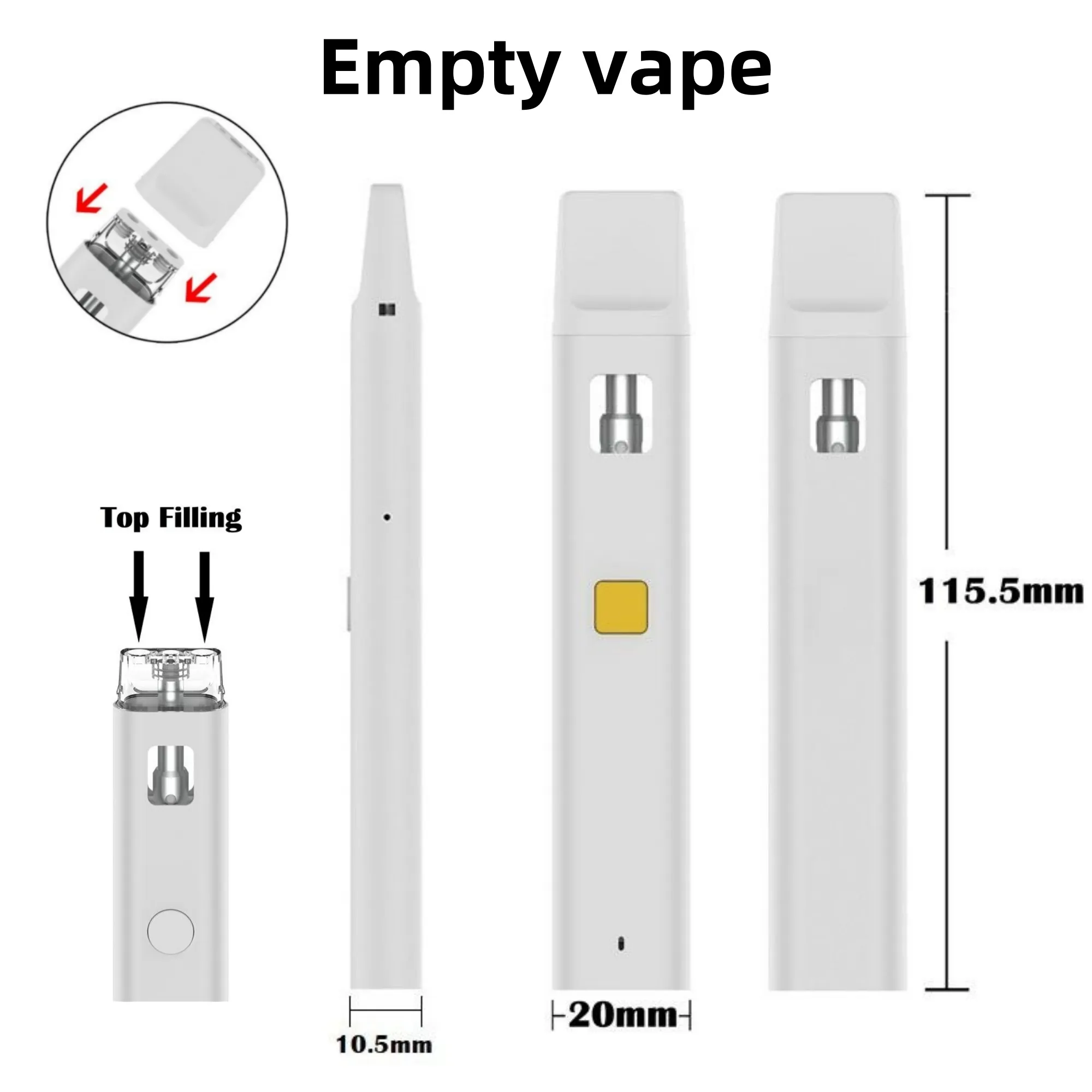 IMINI LITTL Engångsvapspenna Penna uppladdningsbara E -cigaretter 1,0 ml 2,0 ml tomt tjocka oljepatroner Ånder Enhet POD 280mAh Atomizers Oljevagnar DAB FOAM PACKAGING