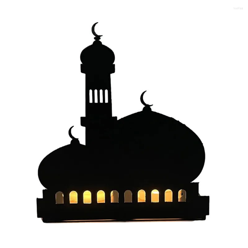 Kerzenhalter 1PCS Ramadan Moschee Silhouette Candlestick Halter Religiöse Klappkunstkunstdekoration
