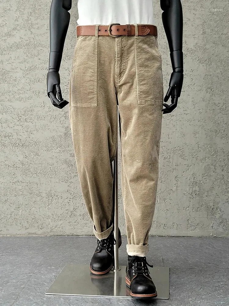 Pantalon masculin Amei Khaki Style vintage Coton Cordire de terre