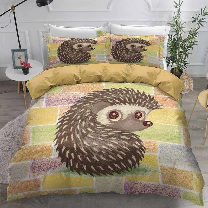 Ensembles de literie Cartoon Animal Couette Cover Set Kids Bedroom HEdgehog 3D Couperceur de couette de courtepointe imprimé Cover 2/3pc