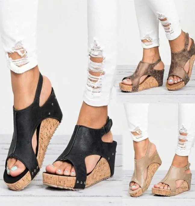 Coins sandales d'été femmes plate-forme talons sandalias mujer femme en cuir tongs flip flops chaussures décontractées taille 35436560744