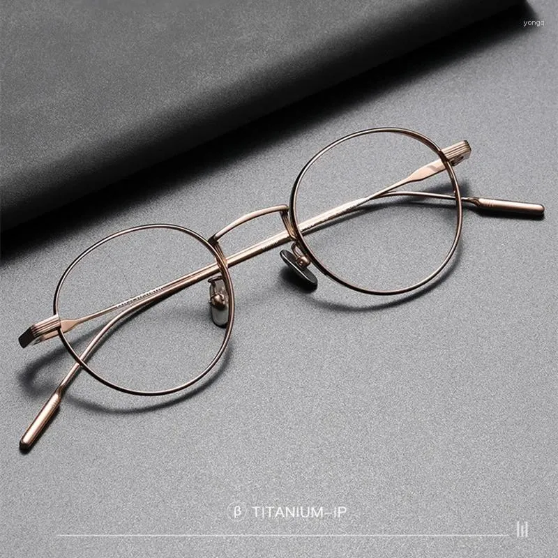 Sonnenbrillen Frames Japanische klassische ovale reine Titan 9g Ultra -Licht Retro -Brille kleines Gesicht für Männer und Frauen optische Brille, Liebes x