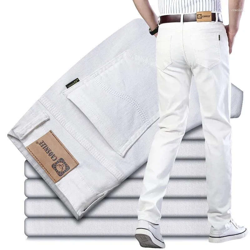 Men's Pants Classic Business Casual Slim Fit Soft Trousers Male Brand Advanced Stretch Red Khaki Men Fashion White Jeans