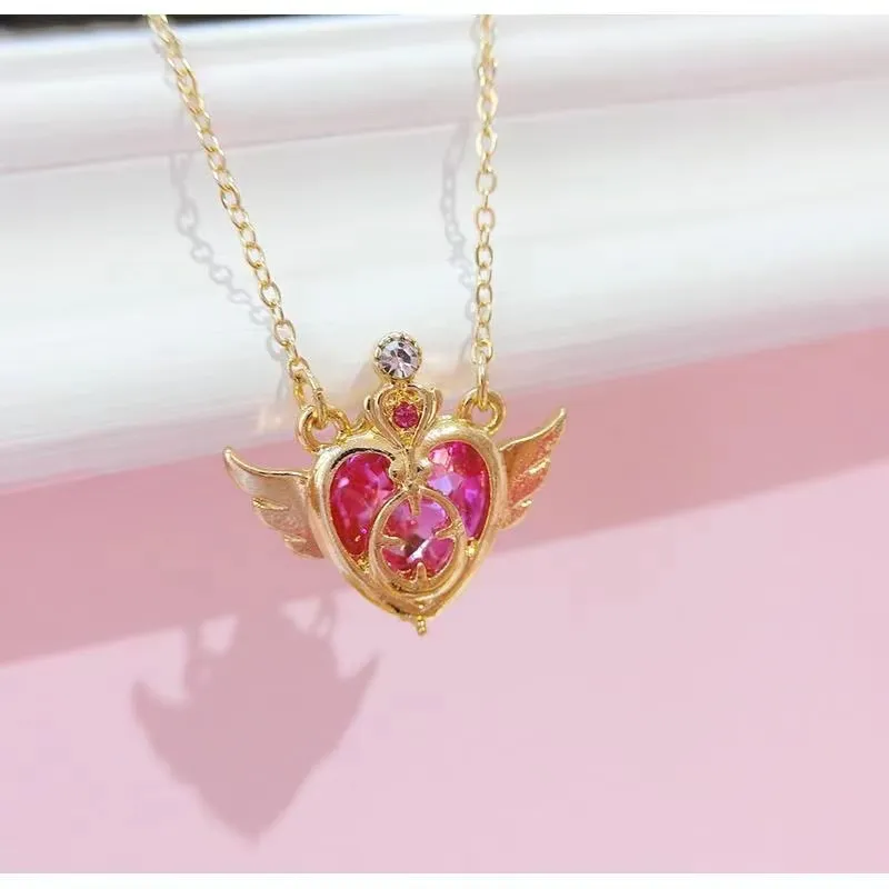 Sailormoon Pendant Necklaces Anime Sailor Moon Women Crystal Pearl Love Heart Wand Pendants High-quality Elegant and Fashionable Temperament Necklace 89