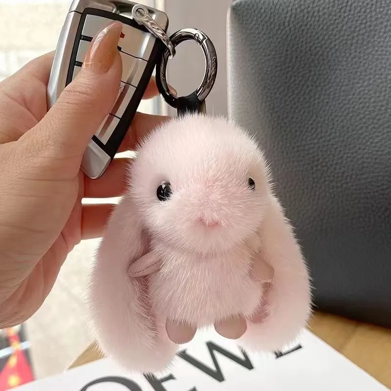 Soft fluffy bunny keychain deals