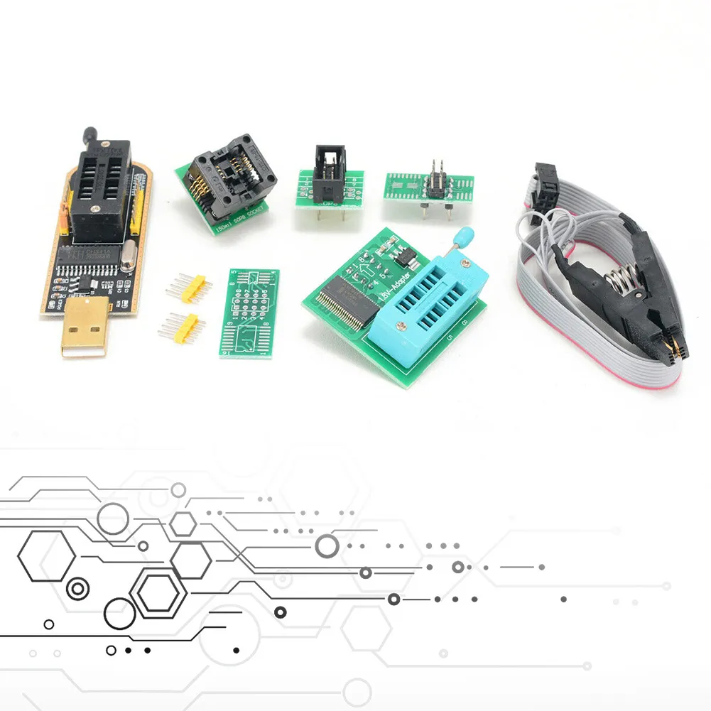 1 / 2set Ch341a 24 25 Series EEPROM Flash BIOS Usb Módulo de programador + SOIC8 SOP8 Clipe de teste para EEPROM 93CXX / 25CXX / 24CXX