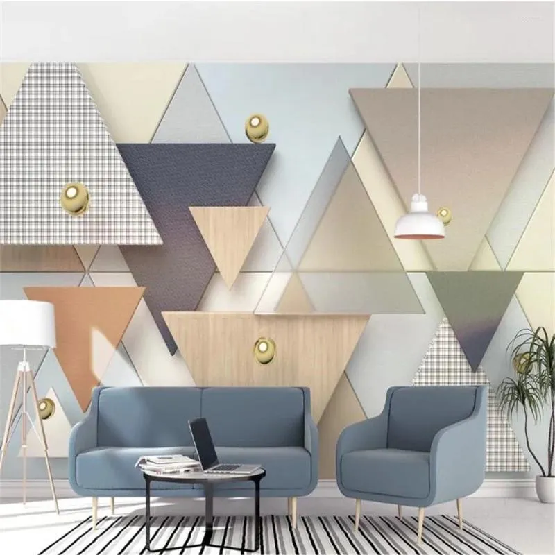 Fondos de pantalla MILOFI 3D Triángulo geométrico Geomensional Patrón a cuadros de la pared de fondo de fondos