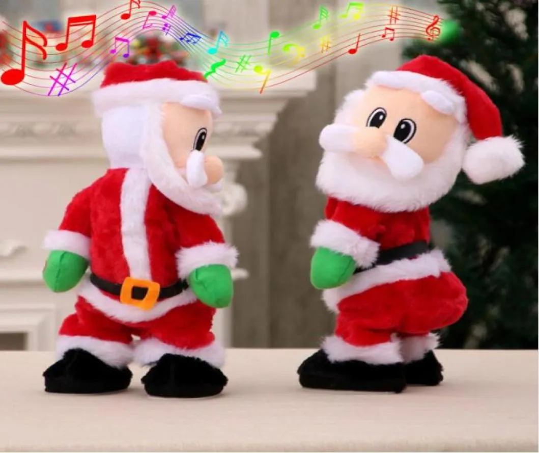 Electric Twerk Santa Claus Toy Muzyka śpiewana taniec Ed Wiggle Hip Doll Christmas Home Dekoration Prezenty 2401590