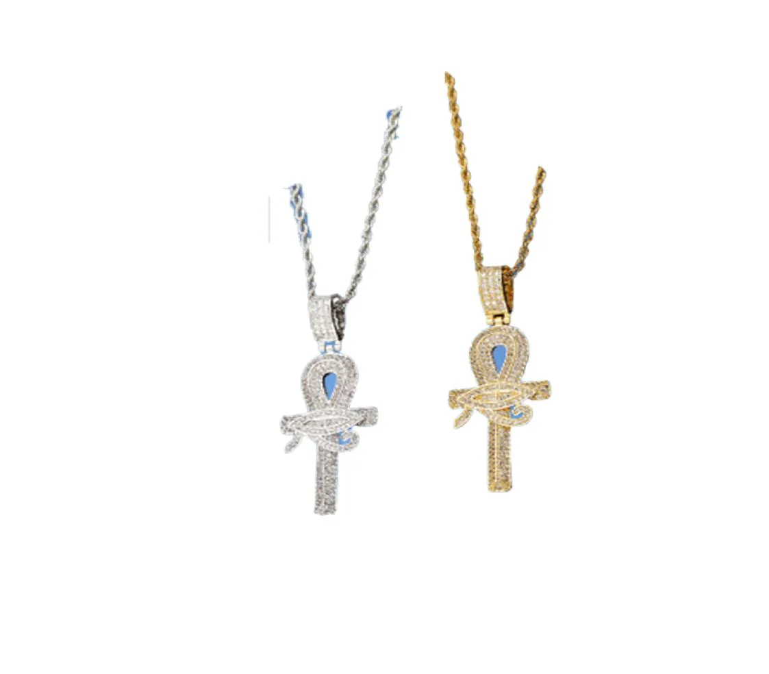 Nuova arrivo Arrivo Ankh Key of Life Collana a sospensione con catena di corda hip hop argento oro come regali2738144