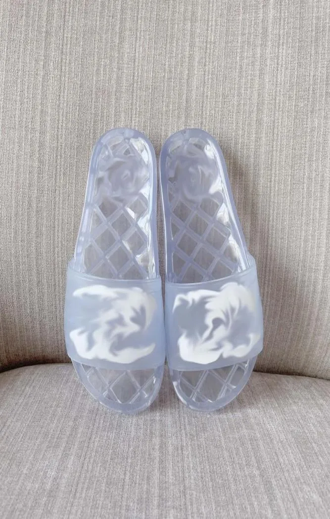 3 Colors Transparent Diamond Sole Women Slippers Designer Sandal Clear Jelly Slides Summer Beach Shoes Platform Mules Slip Slider 3776221