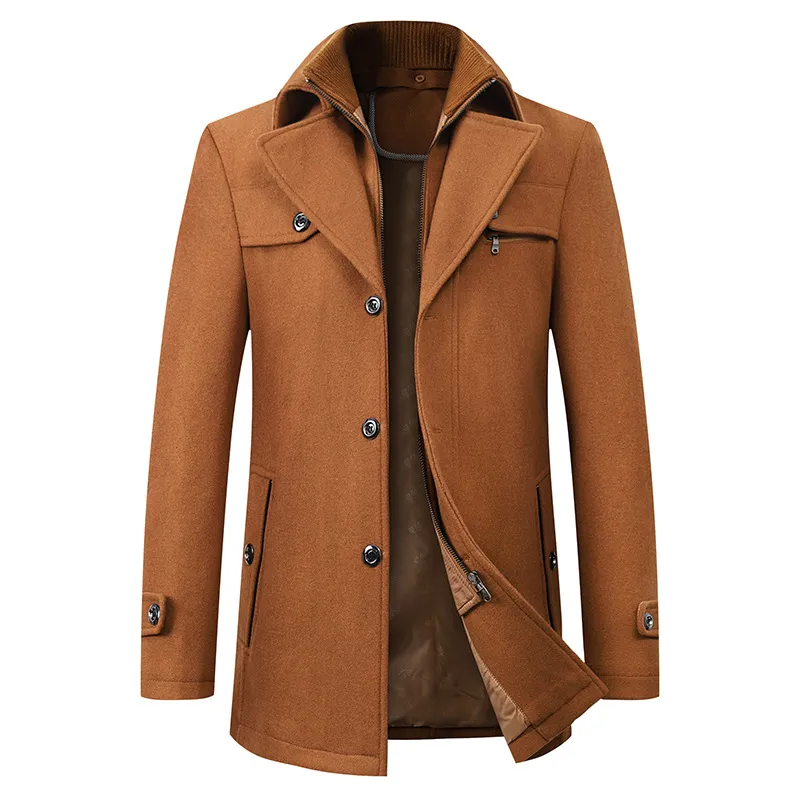 Autumn and Winter Double Collar Tweed trench jacket for Men
