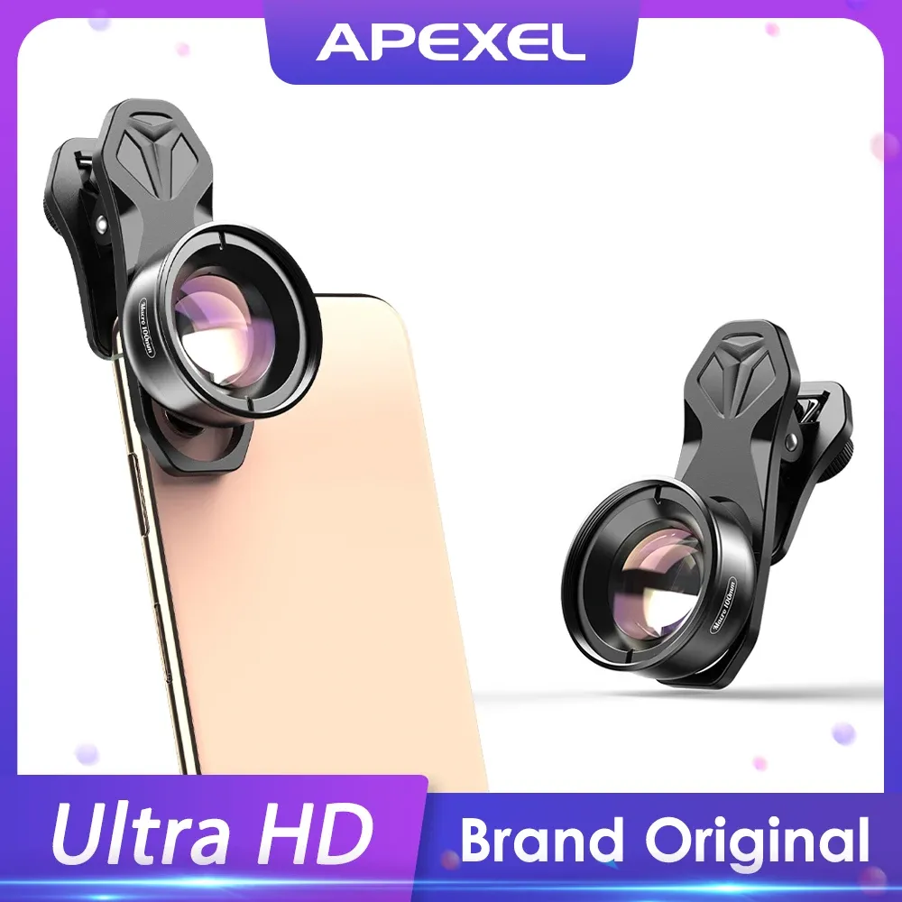 عدسة عدسة كاميرا Apexel Camera Lens 100mm Macro Lens 4K HD Super Macro Lenses+CPL+Filter for iPhonex XS Samsung S9 ALL SMARTH