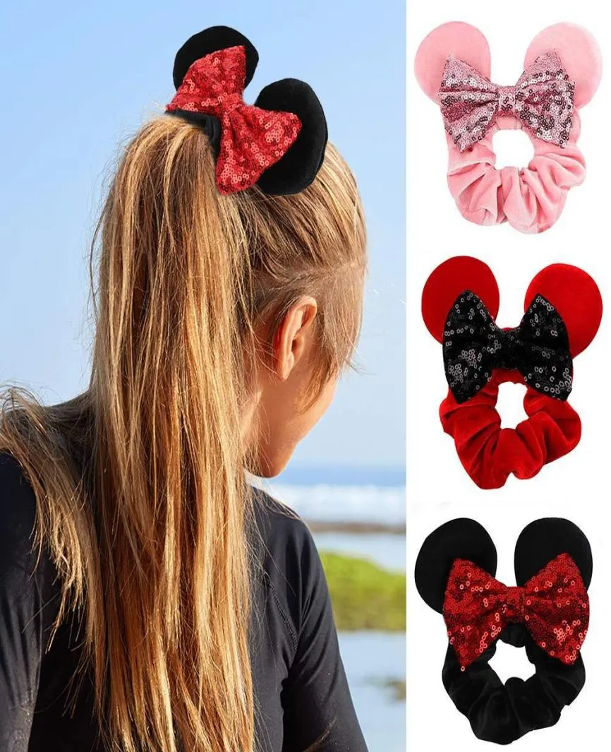 آذان الماوس scrunchies ملحقات الشعر عداد الرأس ترتقة الشعر شريط الشعر مخملية حامل الشعر ربطة عنق الحصان للنساء Girls1216424