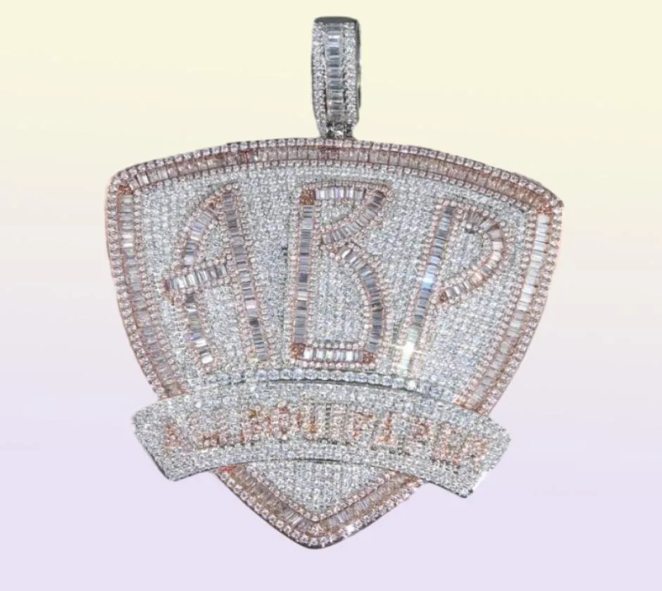 Chains 2022 Iced Out Full Bling Cubic Zirconia Baguette Initial Letters ABP Charm Pendant Necklace For Hip Hop Men Fashion Punk Je2828524