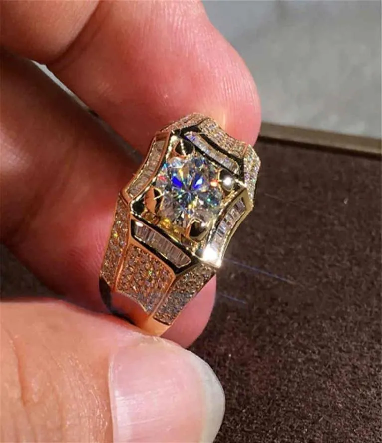 14K Gold 3 Carats Ring Diamond For Men Rock 14K Jóias de ouro Anillo Esmaltado Prata 925 Jóias Diamant Bizuteria Rings LJ25447119