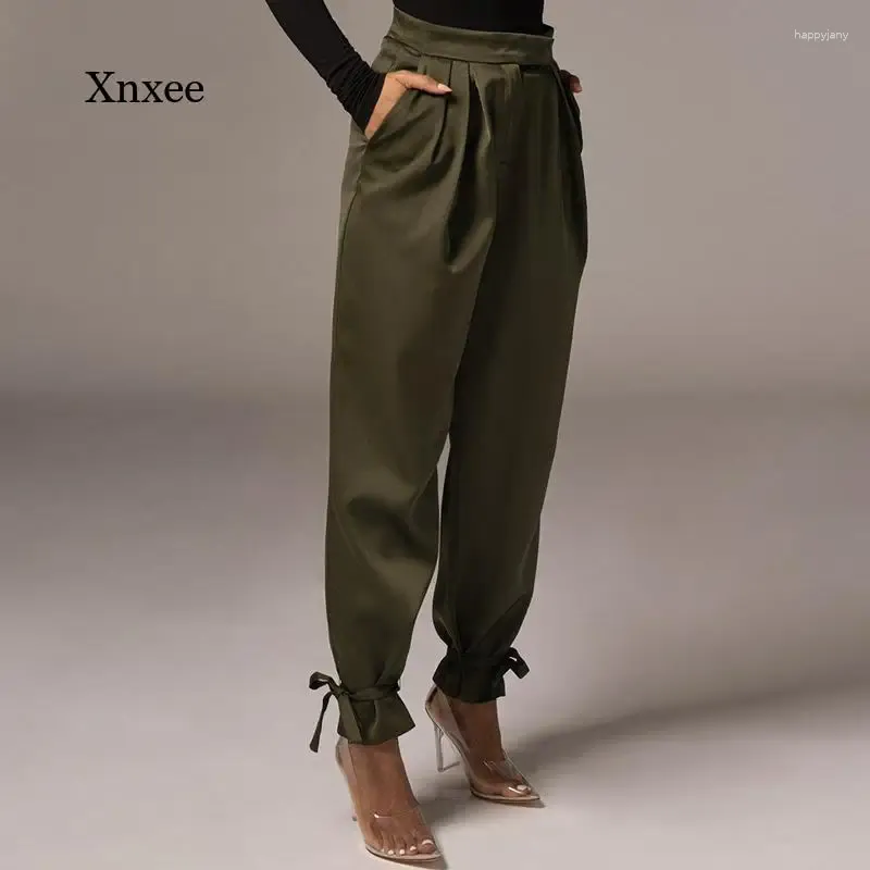 Women's Pants Summer Ladies Button Waist Circumference Casual Pocket Wide Leg Loose Sweatpants Elegant Harem Streetwear